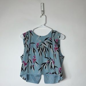 Elizabeth and James Blue Floral Silk Crop Top Sz M
